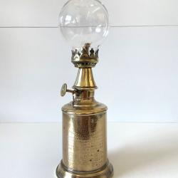 Ancienne Lampe Olympe à Essence "Pigeon" Art Nouveau 1885 Étain Doré