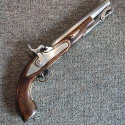 Pistolet à percussion de style anglais tout en acier bois et laiton super propre excellent état
