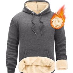 Sweat à Capuche Homme doublé polaire - Coton - Garde au chaud - gris