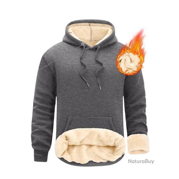 Sweat  Capuche Homme doubl polaire - Coton - Garde au chaud - gris