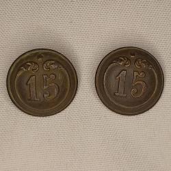 Boutons XIX&egrave;me 15&egrave;me de Ligne troupe