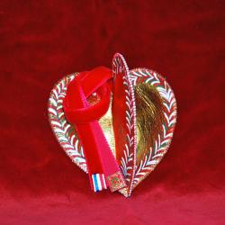 Suspension de Noël en cuir doré peinte à la main Amour en Cage