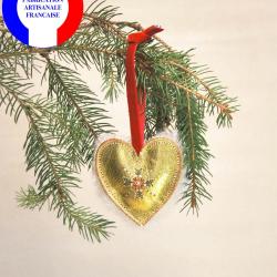 Suspension de sapin de Noël en cuir d'agneau et mouton peint à la main