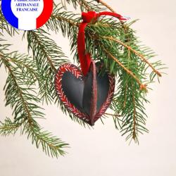 Suspension de Noël en cuir Gris peinte à la main Amour en Cage