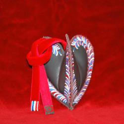 Suspension de Noël en cuir Gris peinte à la main Amour en Cage Bleu Blanc Rouge