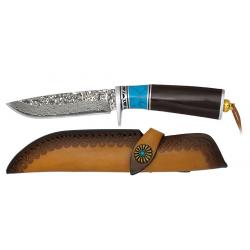 Couteau  DAMASCUS  manche bois et résine  lame de 12 cm