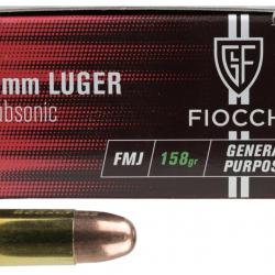 BOITE DE 50 CARTOUCHES FIOCCHI SUBSONIQUES CAL.9x19 / 9 PARA / 9 LUGER FMJ 158GRS - CATEGORIE B