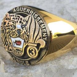 Bague l&eacute;gion &eacute;trang&egrave;re  3 REI, fremdenlegion, french foreign legion dor&eacute;e