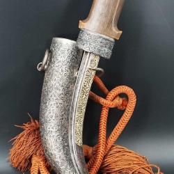 POIGNARD MAROCAIN XVIIIè KHENDJER EN VERMEIL - GRIFFE DE LION DE LA GARDE NOIRE DES SULTANS Collecti