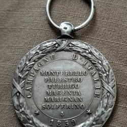 Napoléon III médaille Campagne d'Italie 1859, médaille argent.