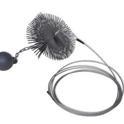Brosse cheminée ronde acier diamètre 15 cm avec fil et balle