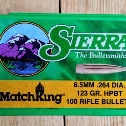 Ogives 6.5mm Sierra matching 123gr hpbt - bte 100
