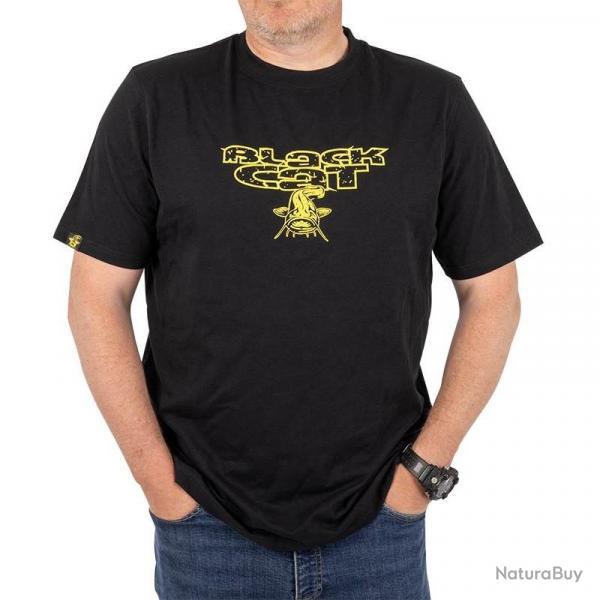 T-Shirt Black Cat Distressed Logo - Noir XXXL
