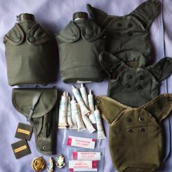 LOT MILITARIA GOURDE INSIGNES ETUI MAC 50 NBC