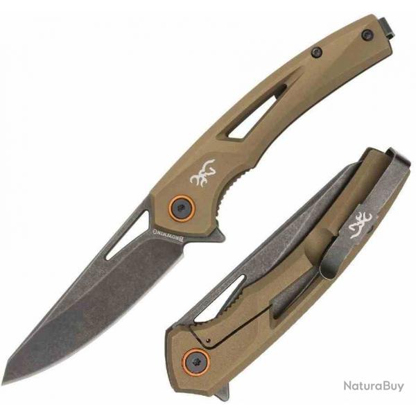 Couteau Browning South Slope Lame Acier D2 Manche Inox Bronze Liner Lock BR0557