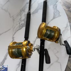 Ensemble canne à thon sunset baroudeur 130lbs et moulinets Penn international 70