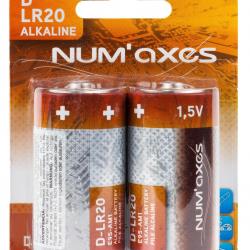 NUM'AXES - Blister 2 piles D LR20 alcalines 1,5 V