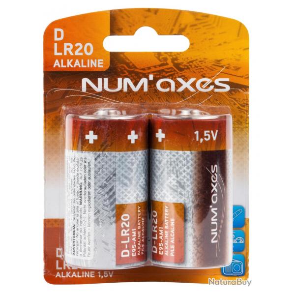 NUM'AXES - Blister 2 piles D LR20 alcalines 1,5 V