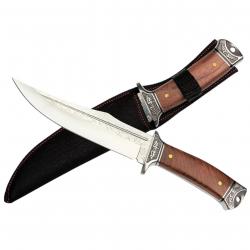 NOUVEAU - COUTEAU DE CHASSE BSH - Lame ornée de fleurs - Manche en bois robuste