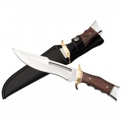 Couteau BSH  chasse classique  lame bowie / garde protectrice manche bois