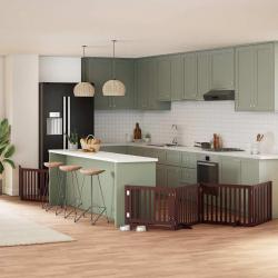 Barrière pour chien avec porte pliable 6 panneaux bois peuplier alsavelo