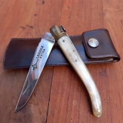 Joli Couteau LAGUIOLE EXTRA G.DAVID Manche en Corne avec Étui