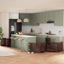 Barrière pour chien porte pliable 12 panneaux bois de peuplier