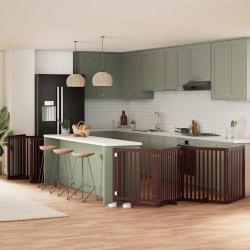 Barrière pour chien porte pliable 12 panneaux bois de peuplier