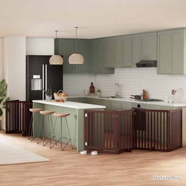 Barrire pour chien porte pliable 12 panneaux bois de peuplier