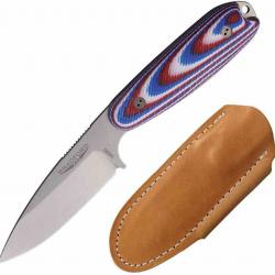 Couteau Bradford Guardian 3.5 Lame Acier N690 Manche G10 Bleu/Blanc/Rouge Etui Cuir USA BRAD35S125