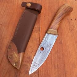 Couteau de Chasse BR&Eacute;SILIEN BUNGA Manche en Bois avec &Eacute;tui en cuir