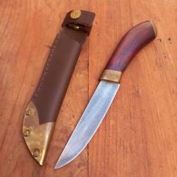 Magnifique Couteau de Chasse BRÉSILIEN BUNGA Manche en Bois avec Étui en cuir