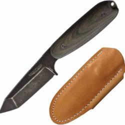 Couteau Bradford Guardian 3.5 Tanto Camo Lame Acier N690 Manche Micarta Etui Cuir USA BRAD35T109N