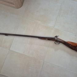 Beau Fusil à Percussion Signé Canon à Rubans XIXe