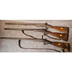 Lot de 3 fusils à chiens vendu en l'état # enchère 1e sans prix de reserve !!!