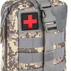 Trousse de Secours MILITAIRE avec SYSTEME MOLLE - 18 ARTICLES - Pixel
