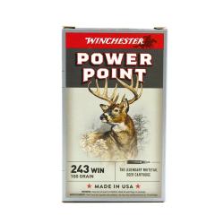 Boite de 20 Balles Power-point Super X pointe molle plomb 243 win