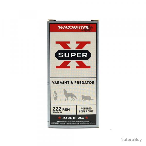 Boite de 20 Balles Power-point Super X pointe molle plomb 222 Rem