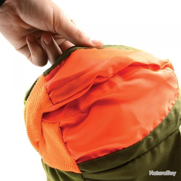 Casquette fourre rversible polyester coton kaki orange T59/61