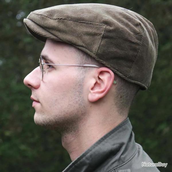 Casquette plate velours coton doubl polyester kaki T57