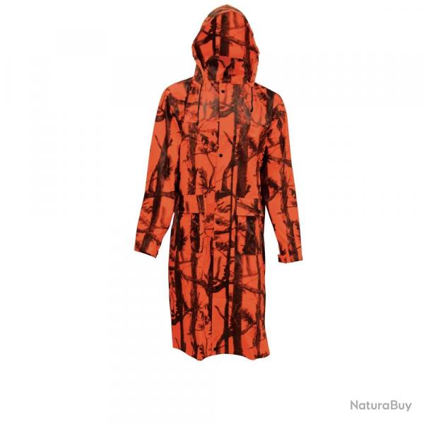 Manteau impermable long polyurthane orange camo blaze T4XL