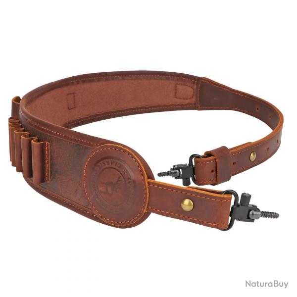 BRETELLE POUR FUSIL AVEC CARTOUCHIERE ET POCHETTE + GRENADIERES - 100% CUIR - LIVRAISON GRATUITE