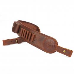 BRETELLE POUR FUSIL AVEC CARTOUCHIERE ET POCHETTE - CUIR PREMIUM - LIVRAISON GRATUITE