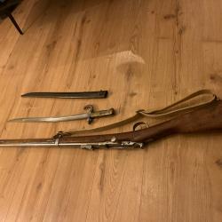Fusil chassepot 1866 monomatricule avec baïonnette.