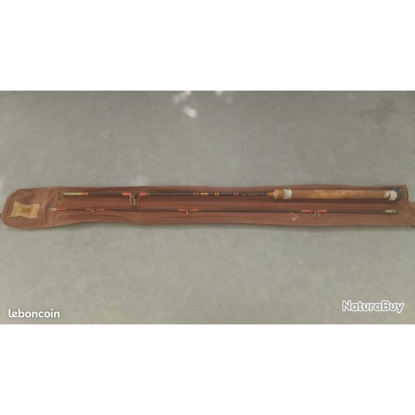 Ancienne canne a peche rivire, lancer leger , "super blactor" ,tortue la soie