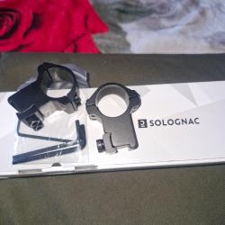 2 colliers de montage lunette hauts 25,4 mm rail 11 mm marque Solognac