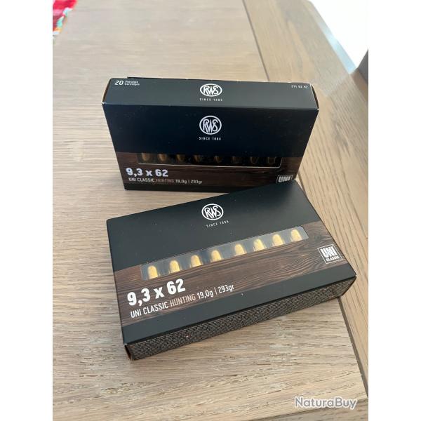 2 botes de RWS 9.3x62 UNI CLASSIC 19grammes