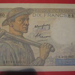 billet de 10  francs  mineur du 4-12-1947  ttb