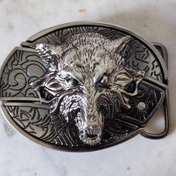 Boucle de Ceinture T&ecirc;te de Loup Wolf Couteau Int&eacute;gr&eacute; Biker Western Country Rock