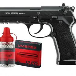 Pack Pistolet BERETTA M92A1 co2 cal.4.5 + 5 co2 + billes